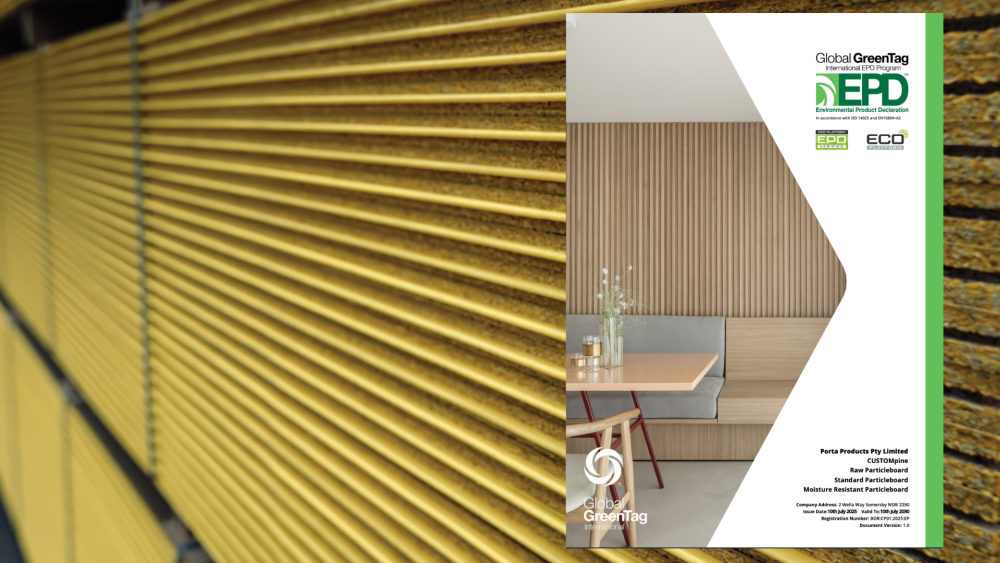 Porta Products Pty Limited, CUSTOMpine Particleboard Ürün Grubu için Çevresel Ürün Beyanı (EPD)
