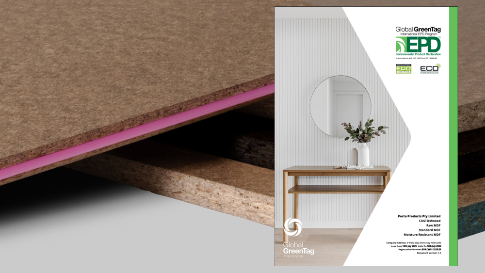 Porta Products Pty Limited, CUSTOMwood MDF Ürün Grubu için Çevresel Ürün Beyanı (EPD)